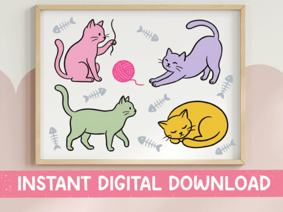 A Gentle Stitch: The Cat Play Scene Pastel Design