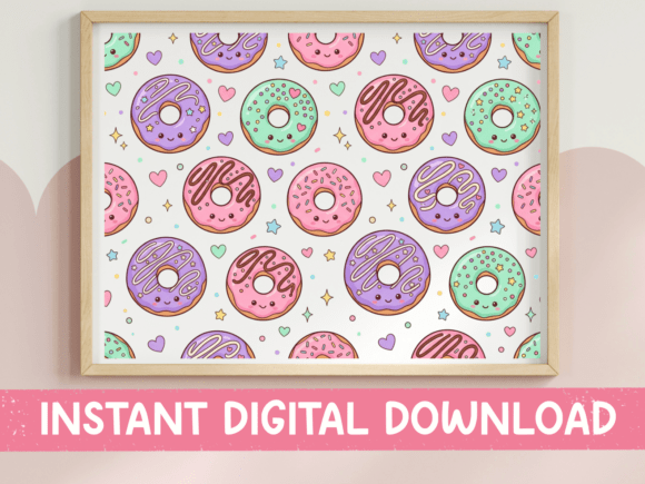 Kawaii Donut Pattern: A Sweet Graphic for T-Shirt Designs
