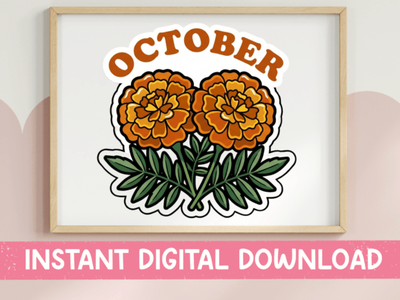 October Marigold Sticker for Graphics and T-Shirt Design
